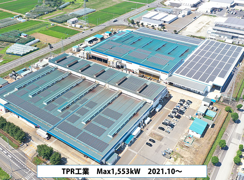 TPR工場の太陽光発電